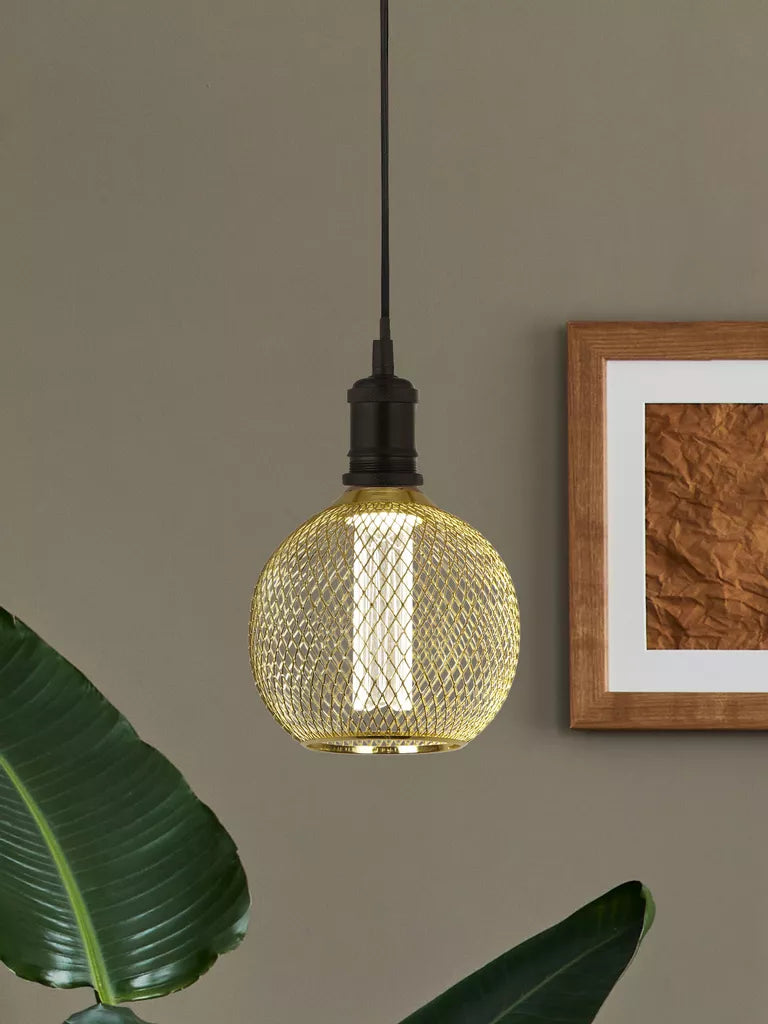 E27 Globe Mesh Lamp- Gold/ Black Finishes