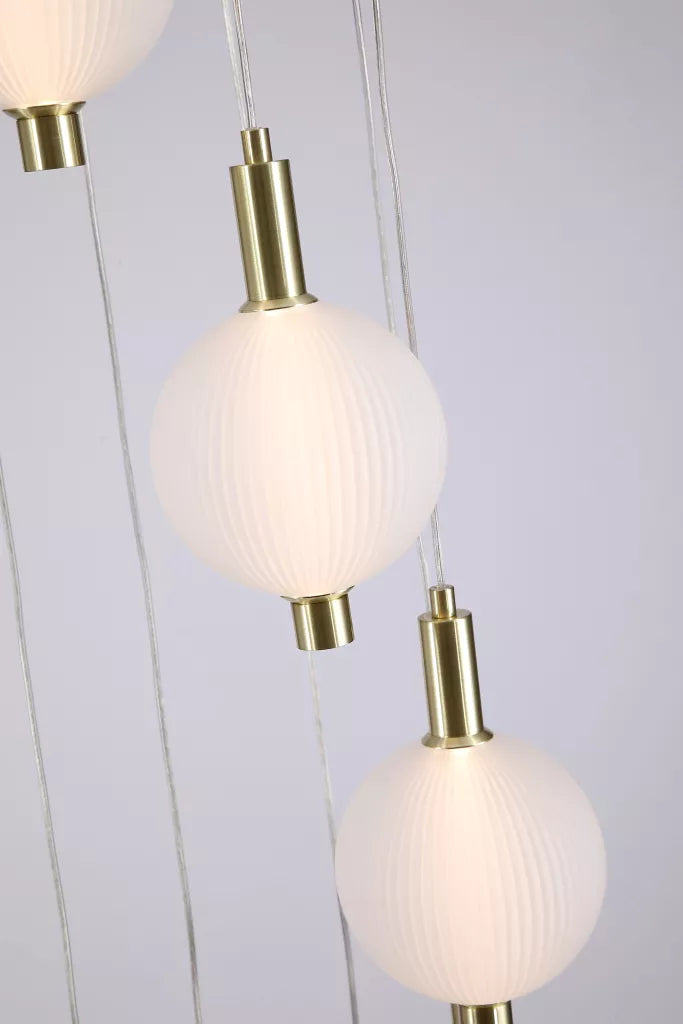 Luminique LED 5Lt/ 8Lt Cluster Light- Satin Brass Metal with Glass