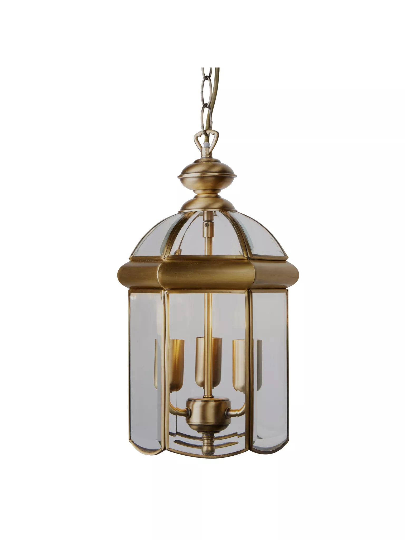 Bevelled Lantern- Antique Brass Metal & Glass