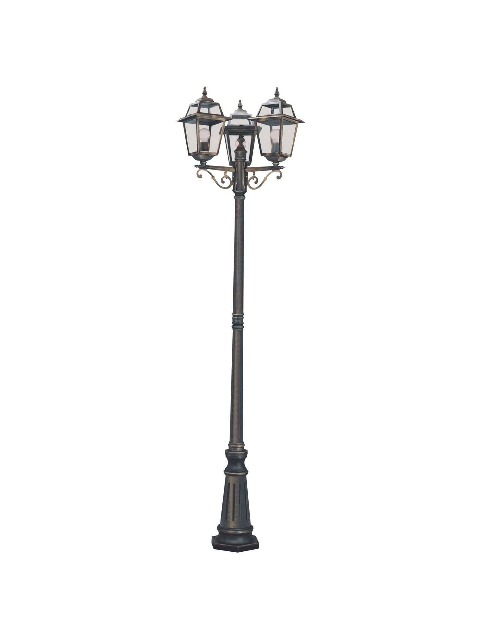 New Orleans Outdoor Post - Black Gold Metal & Glass