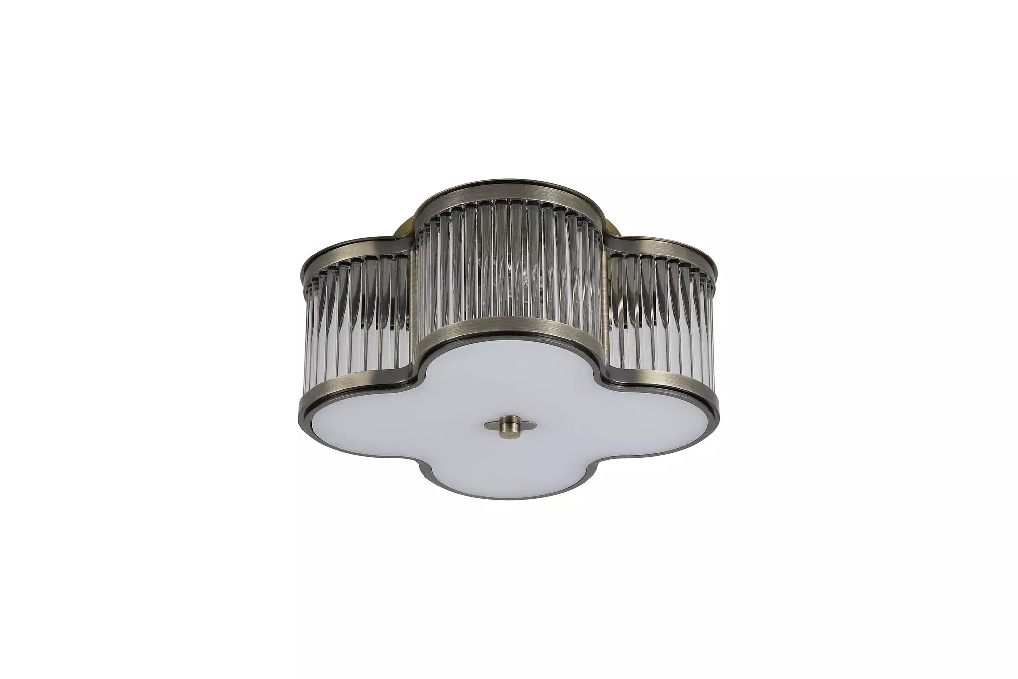 Lotus 2/3Lt Flush Lights- Antique Brass Metal and Glass Diffuser