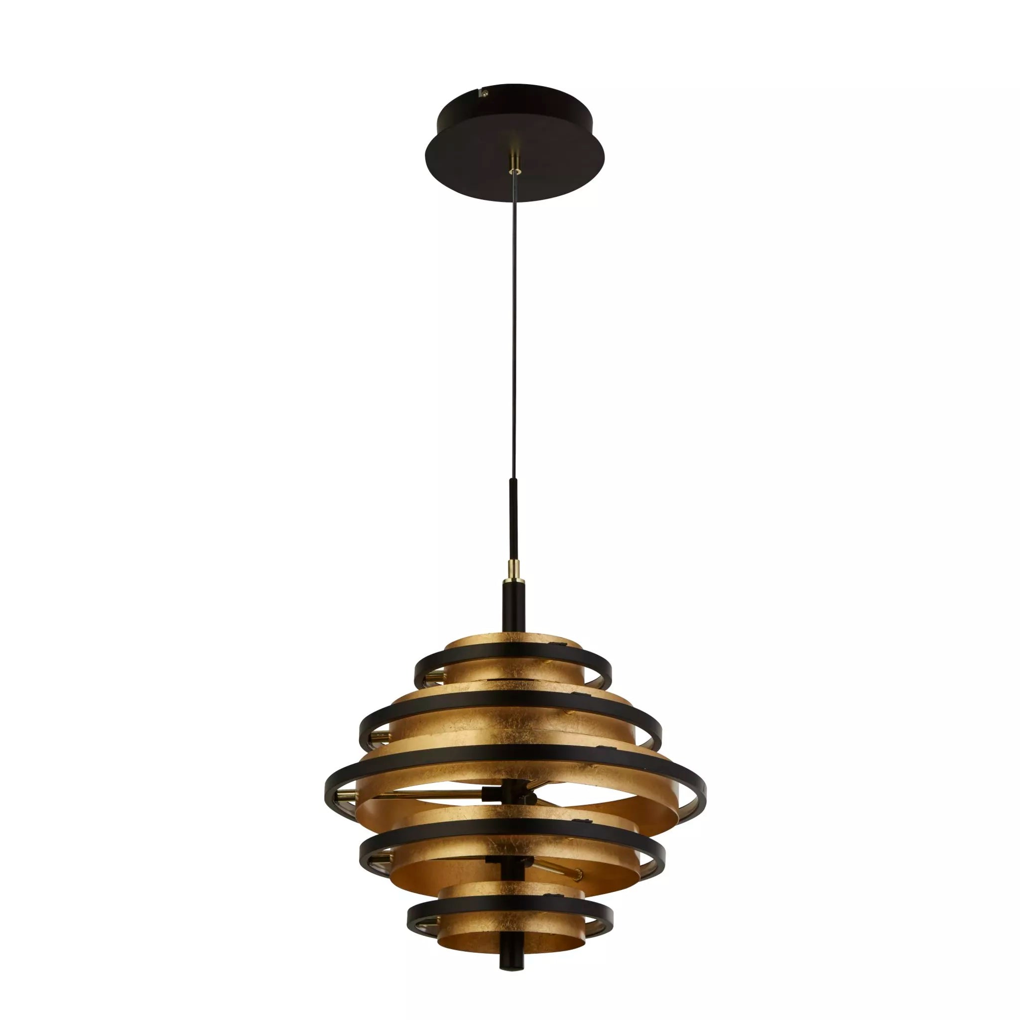 Hive 5Lt Pendant - Black Metal & Gold Leaf