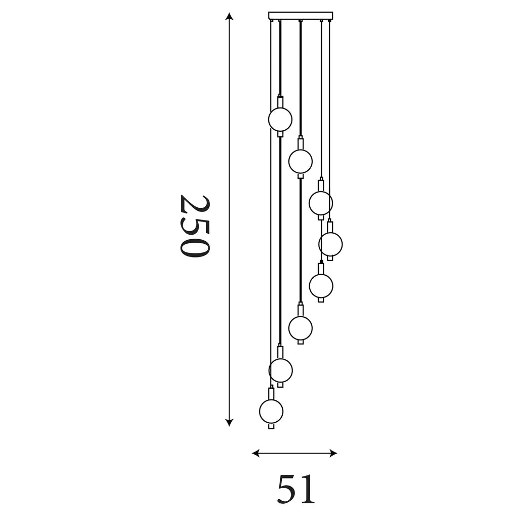 Luminique LED 5Lt/ 8Lt Cluster Light- Satin Brass Metal with Glass