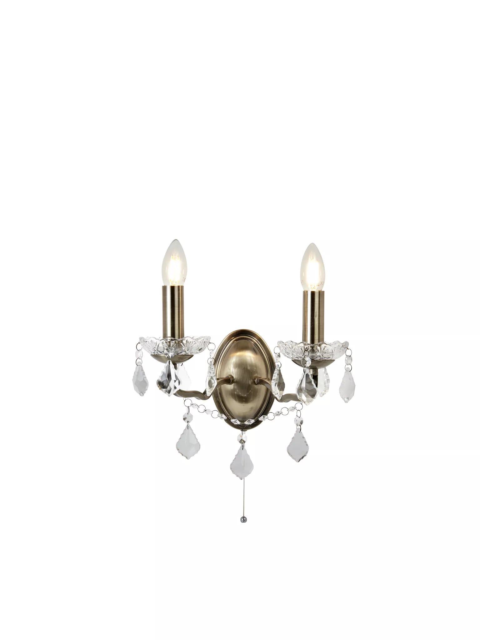 Paris 2Lt Wall Light -Satin Silver & Antique Brass