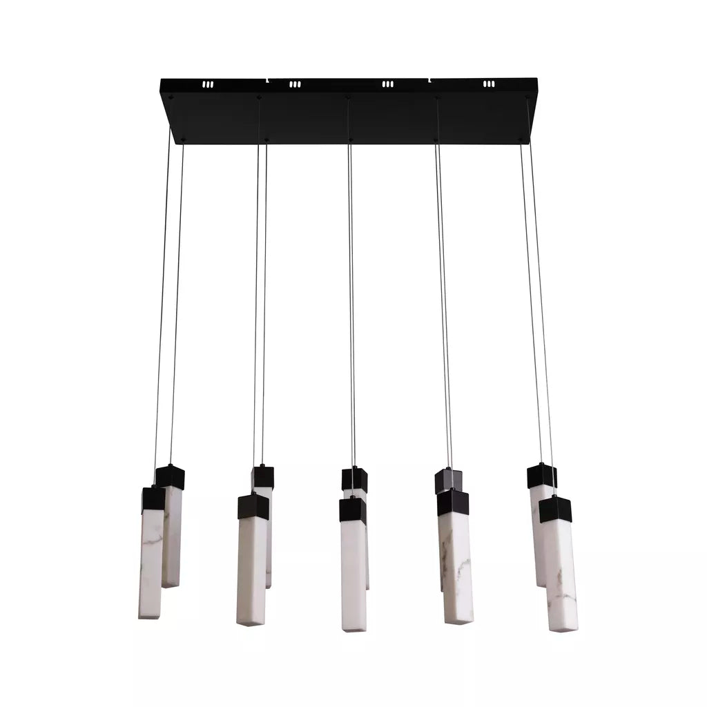 Moonbeam 10Lt Pendant- Black Metal & Marbleised Resin