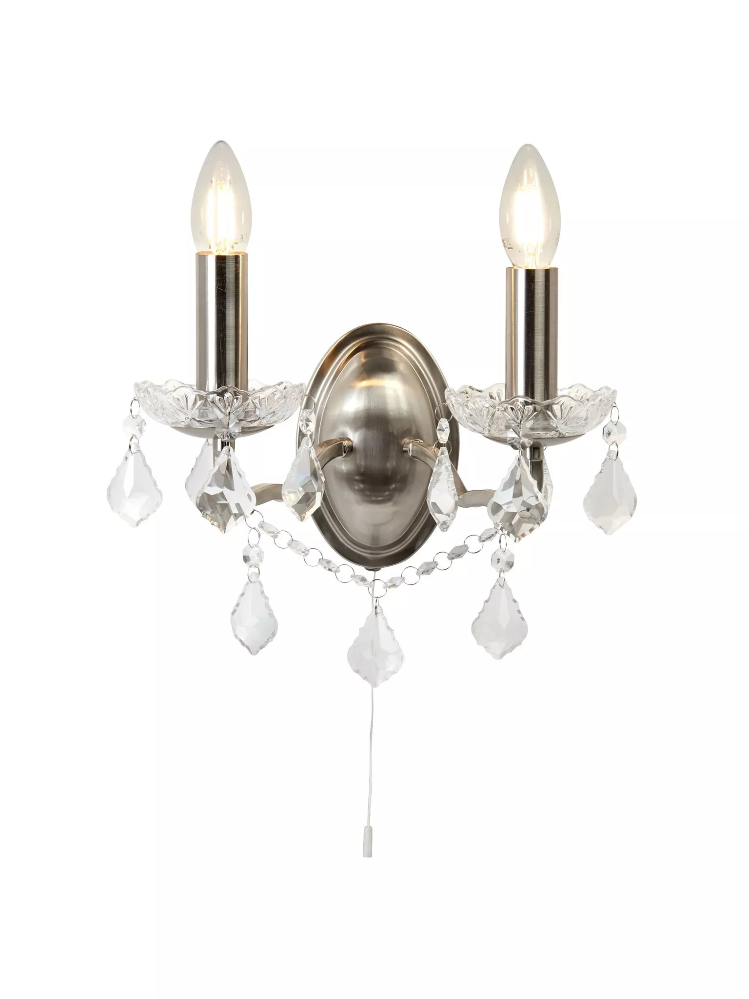 Paris 2Lt Wall Light -Satin Silver & Antique Brass