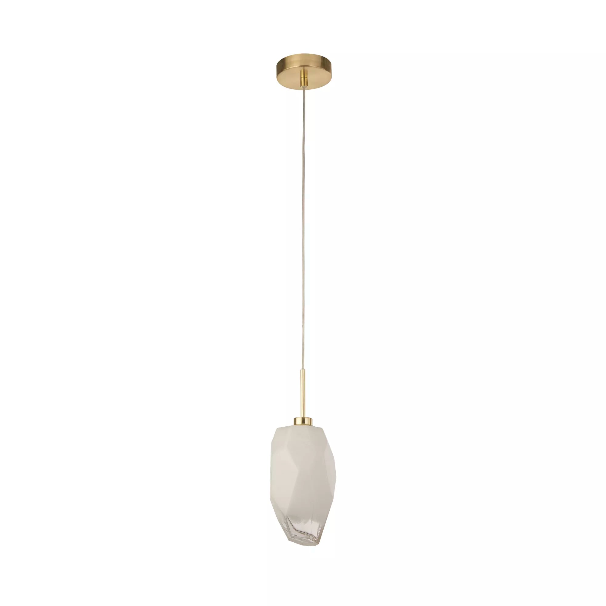 Rocky 1Lt Pendant- Satin Brass Metal & Glass