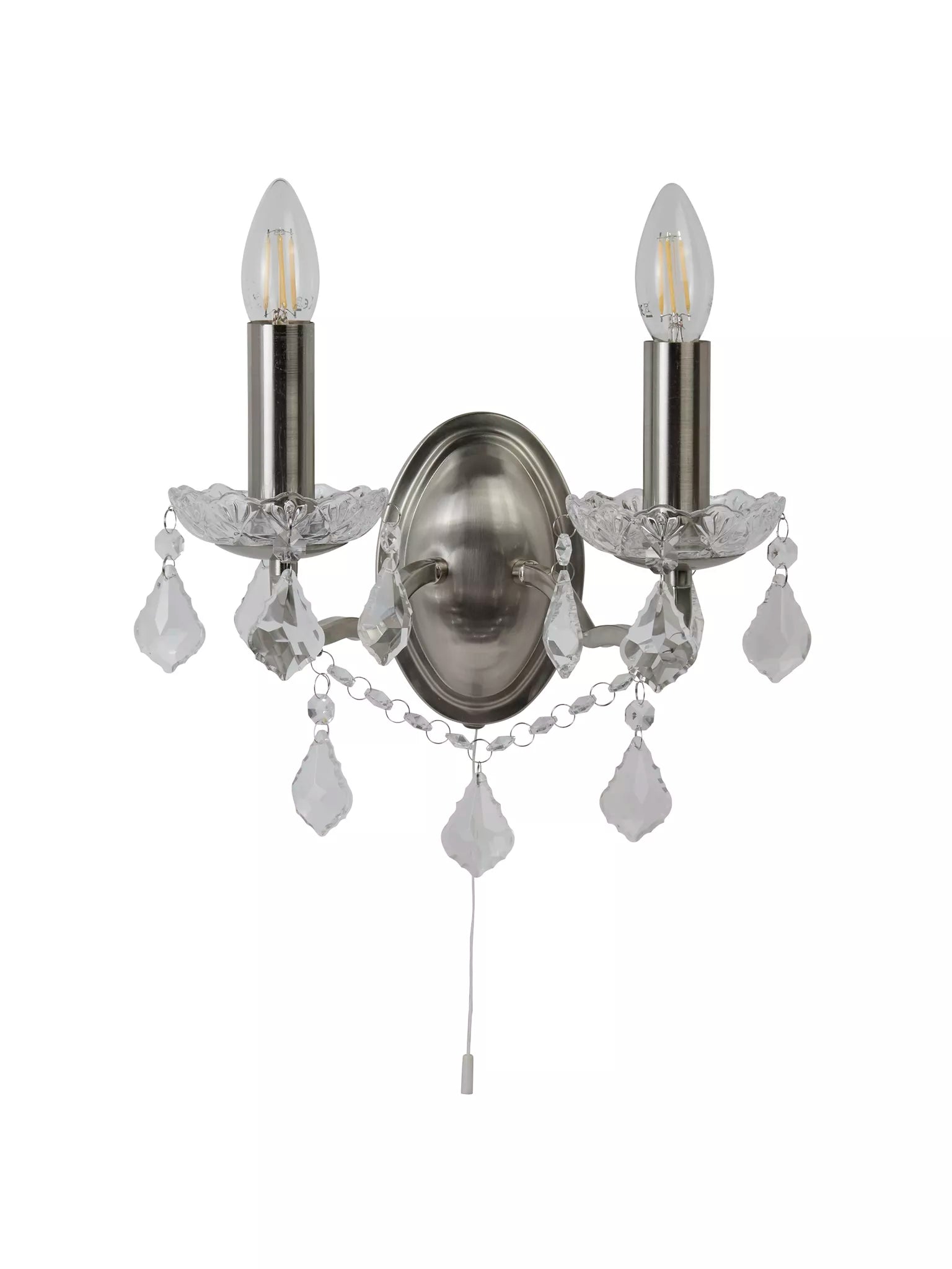 Paris 2Lt Wall Light -Satin Silver & Antique Brass