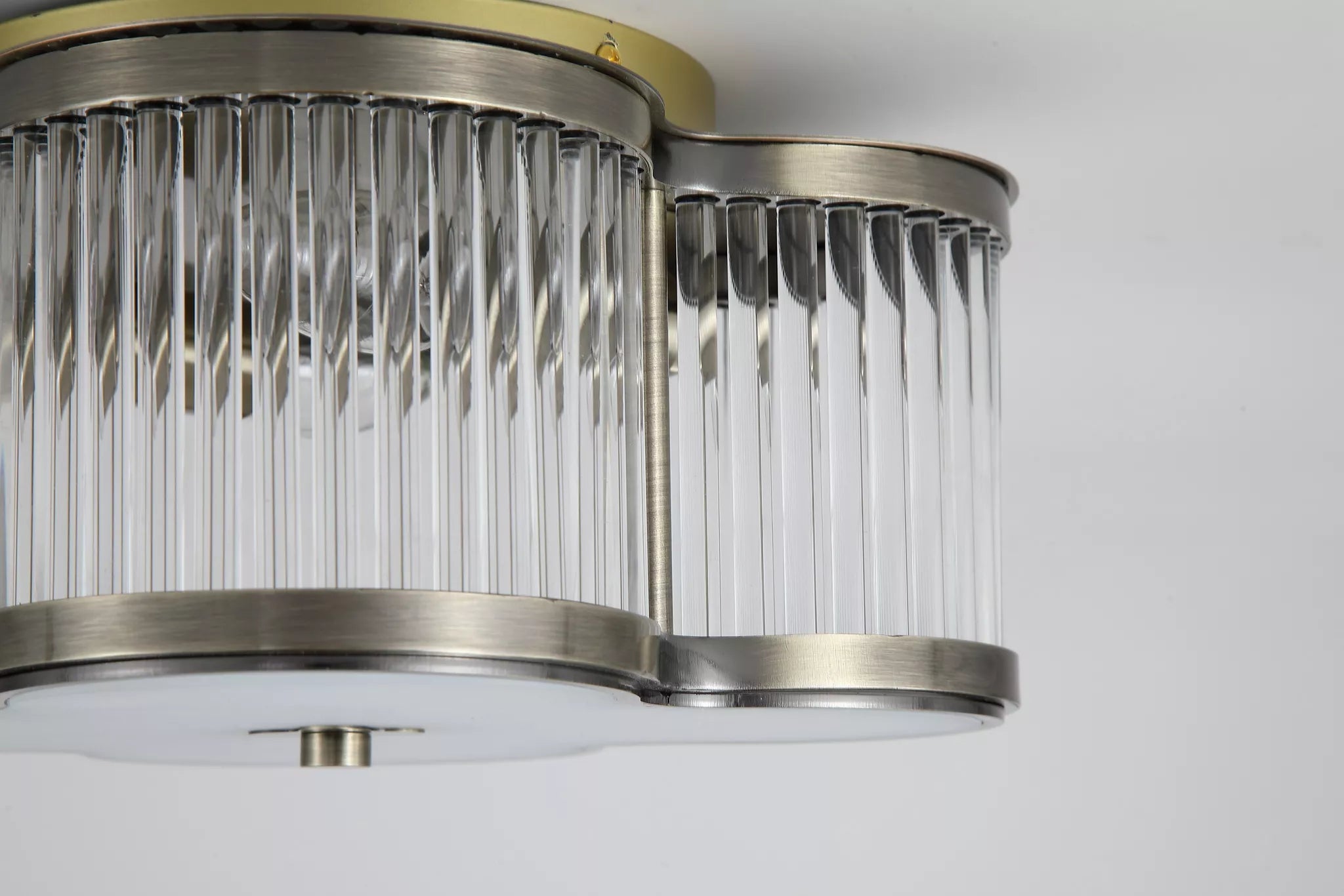 Lotus 2/3Lt Flush Lights- Antique Brass Metal and Glass Diffuser