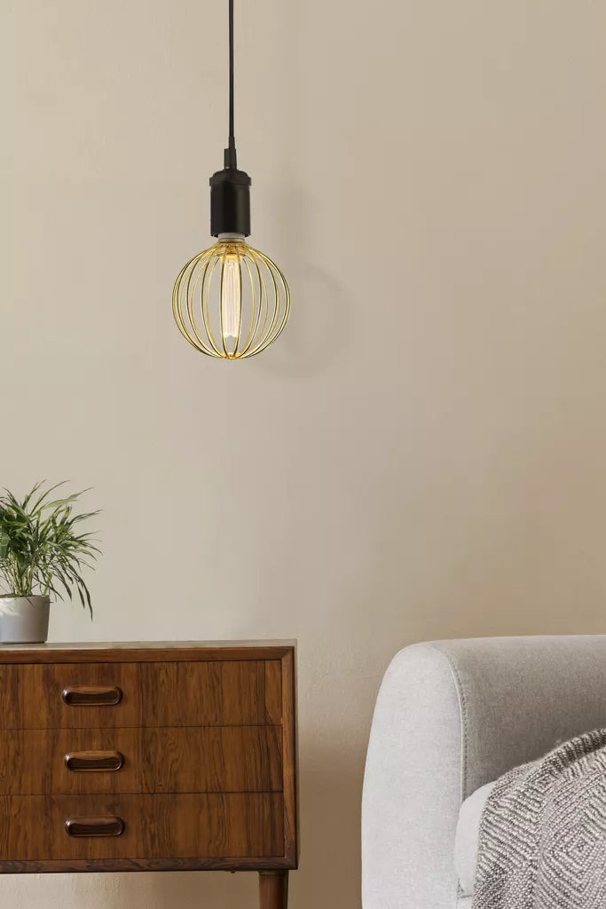 E27 Globe Wire Lamp- Gold/ Black Finishes