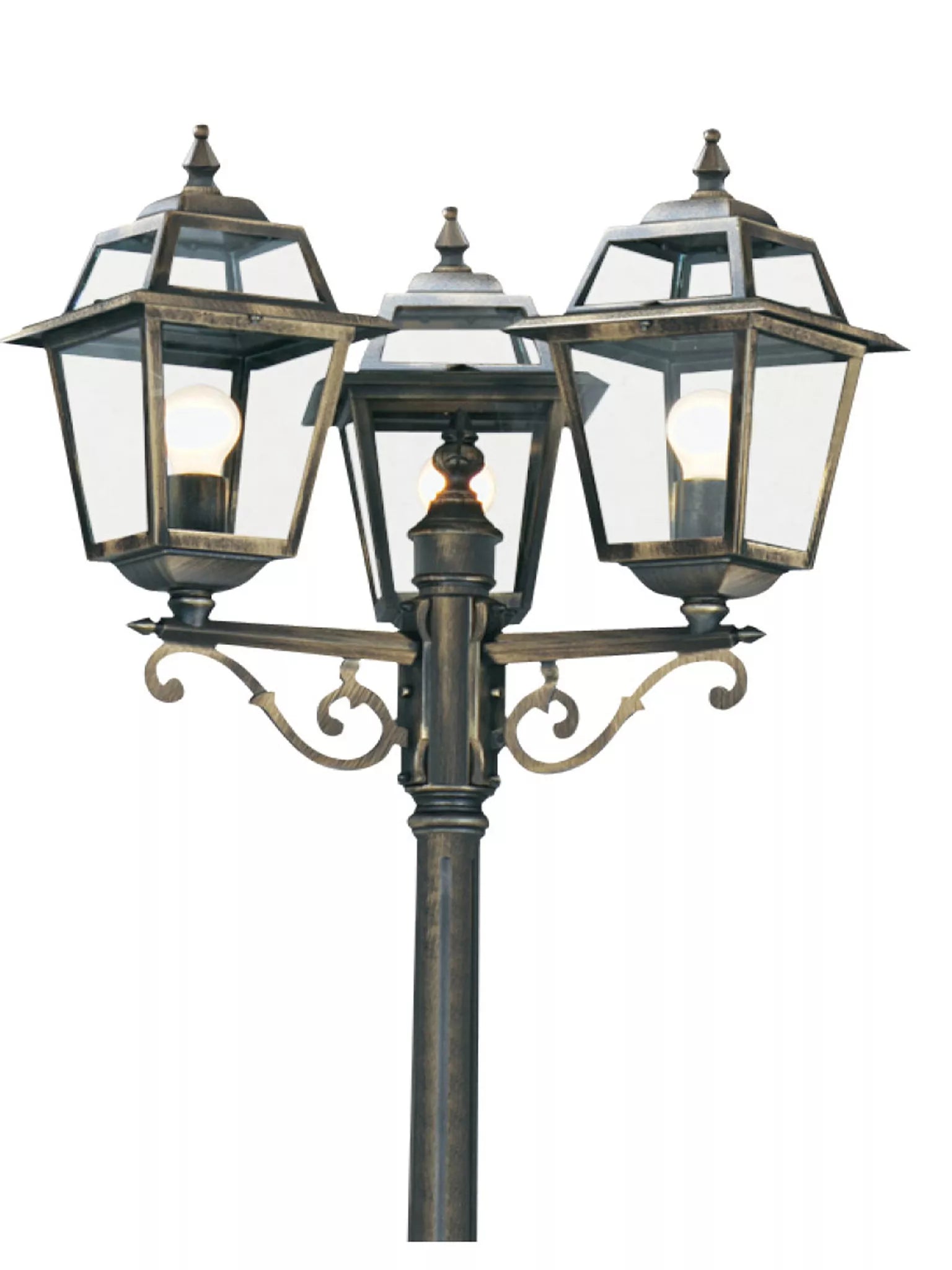 New Orleans Outdoor Post - Black Gold Metal & Glass