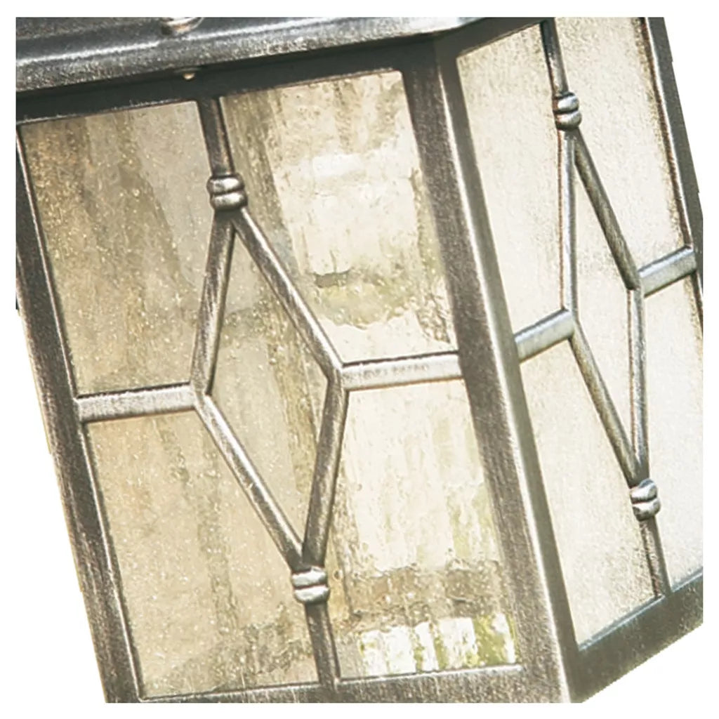 Genoa Outdoor Wall Light - Black Silver Metal & Leaded Glass