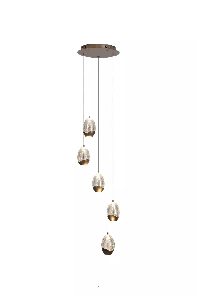 Seeds 5Lt Multi Drop Cluster Light-  Latte Metal with Champagne Glass