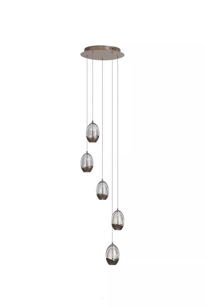 Seeds 5Lt Multi Drop Cluster Light-  Latte Metal with Champagne Glass