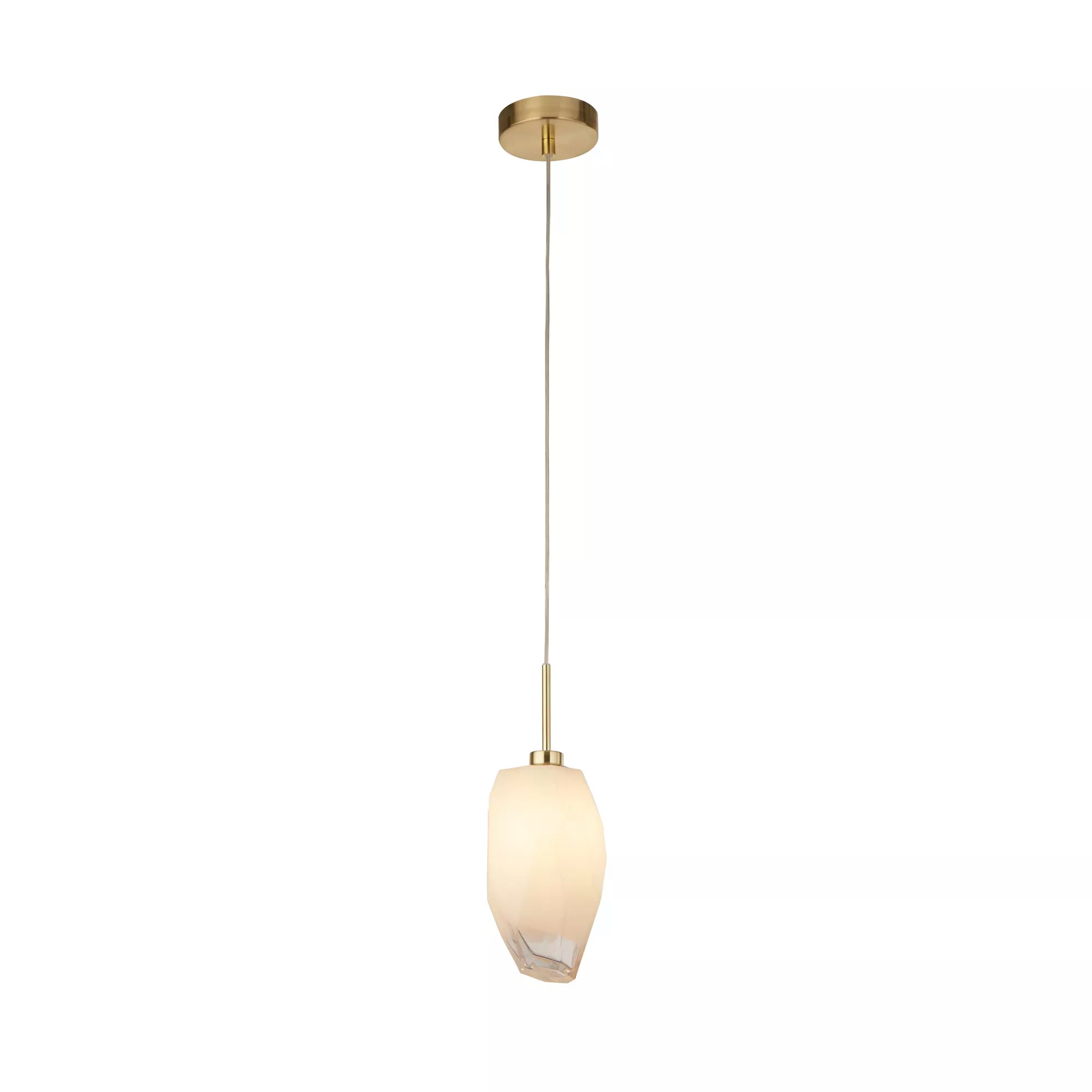 Rocky 1Lt Pendant- Satin Brass Metal & Glass