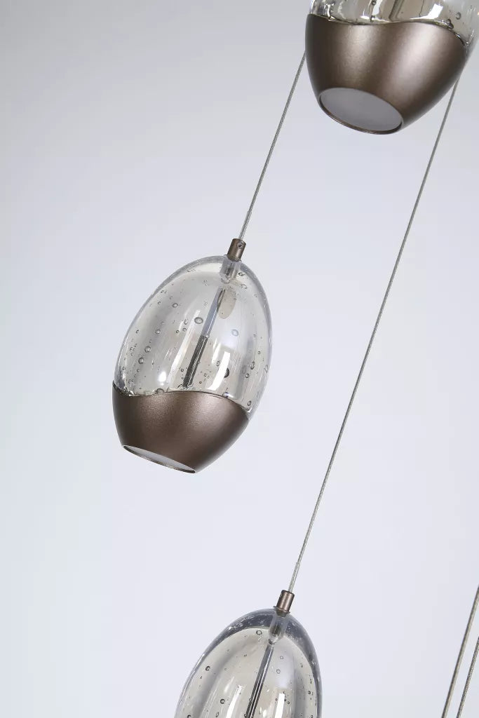 Seeds 5Lt Multi Drop Cluster Light-  Latte Metal with Champagne Glass