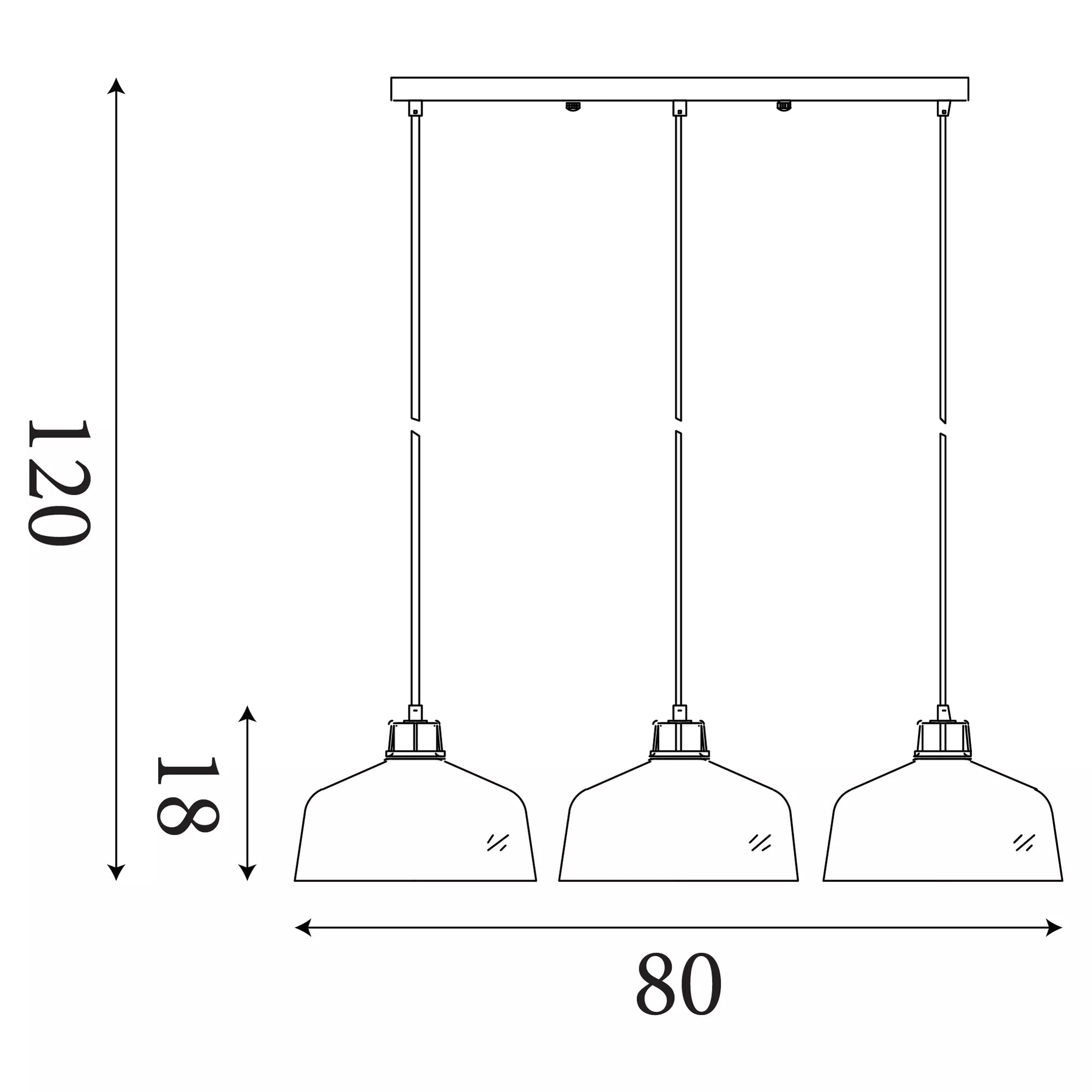 Odeon 3Lt Bar Pendant - Grey Metal & Glass