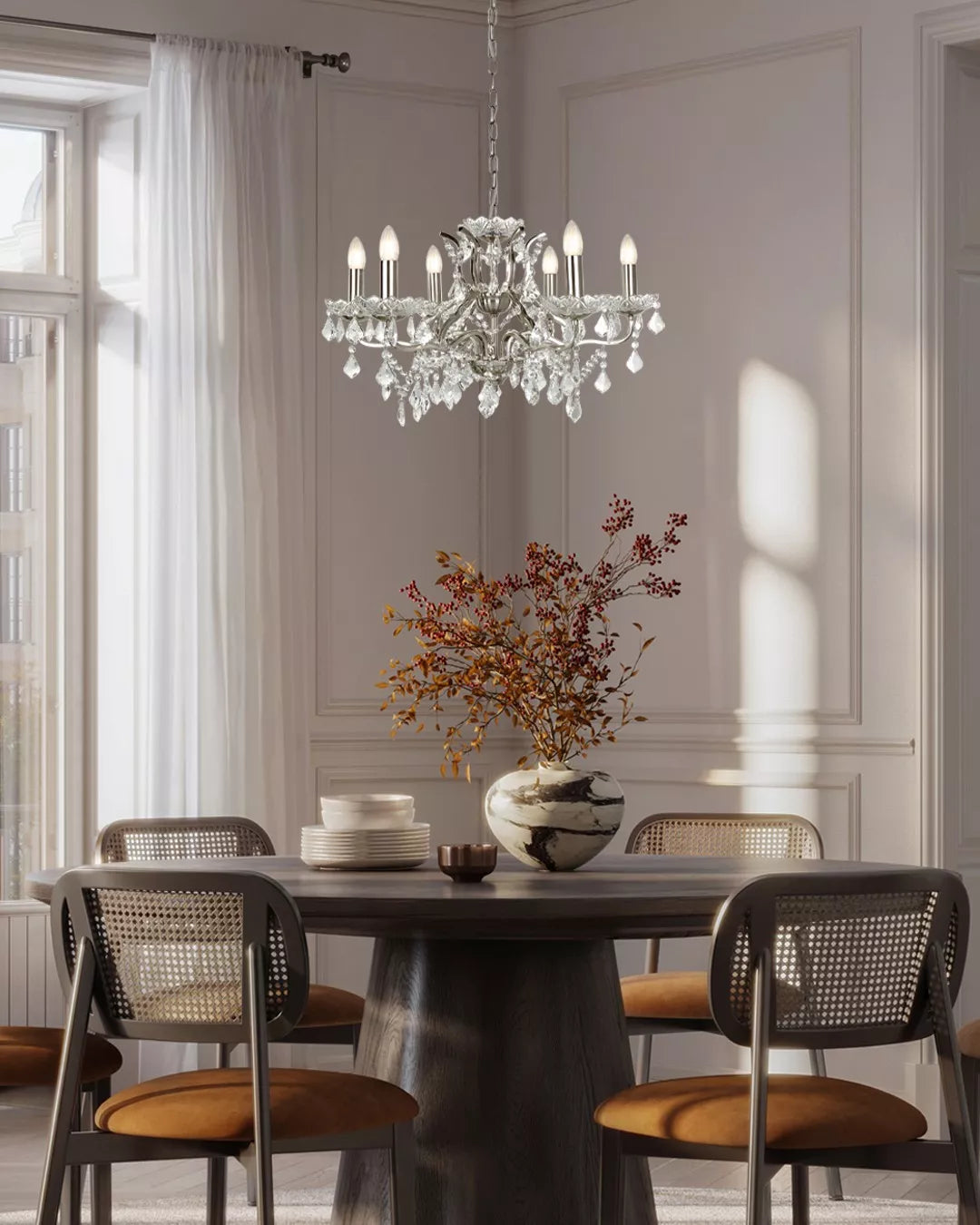 Paris 6/8/12Lt Chandelier- Antique Brass/ Satin Silver Finishes