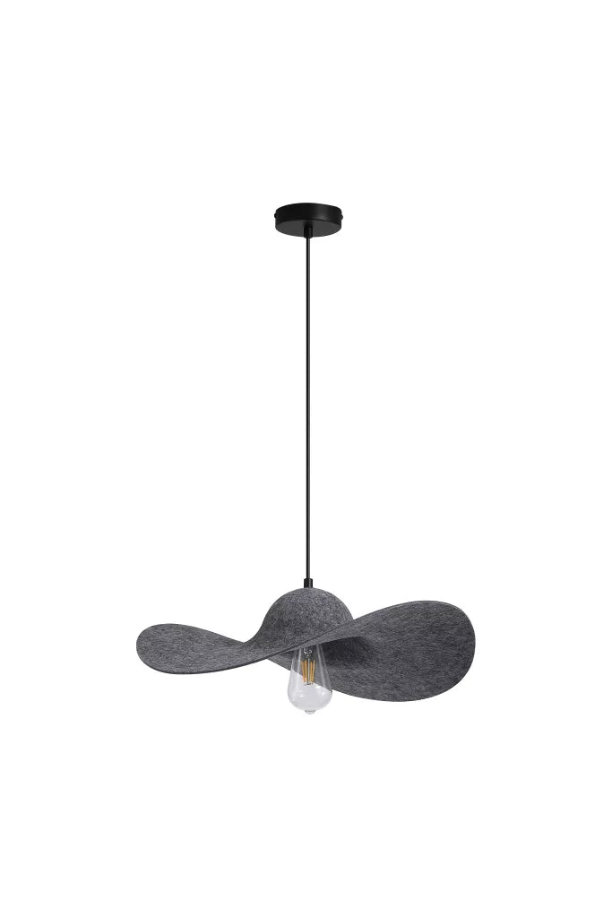 Ripple 1Lt Pendant-  Black Metal, Felt