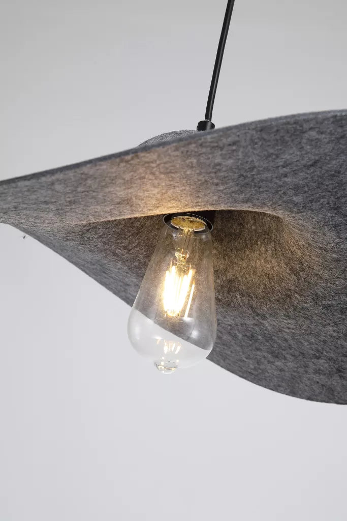 Ripple 1Lt Pendant-  Black Metal, Felt