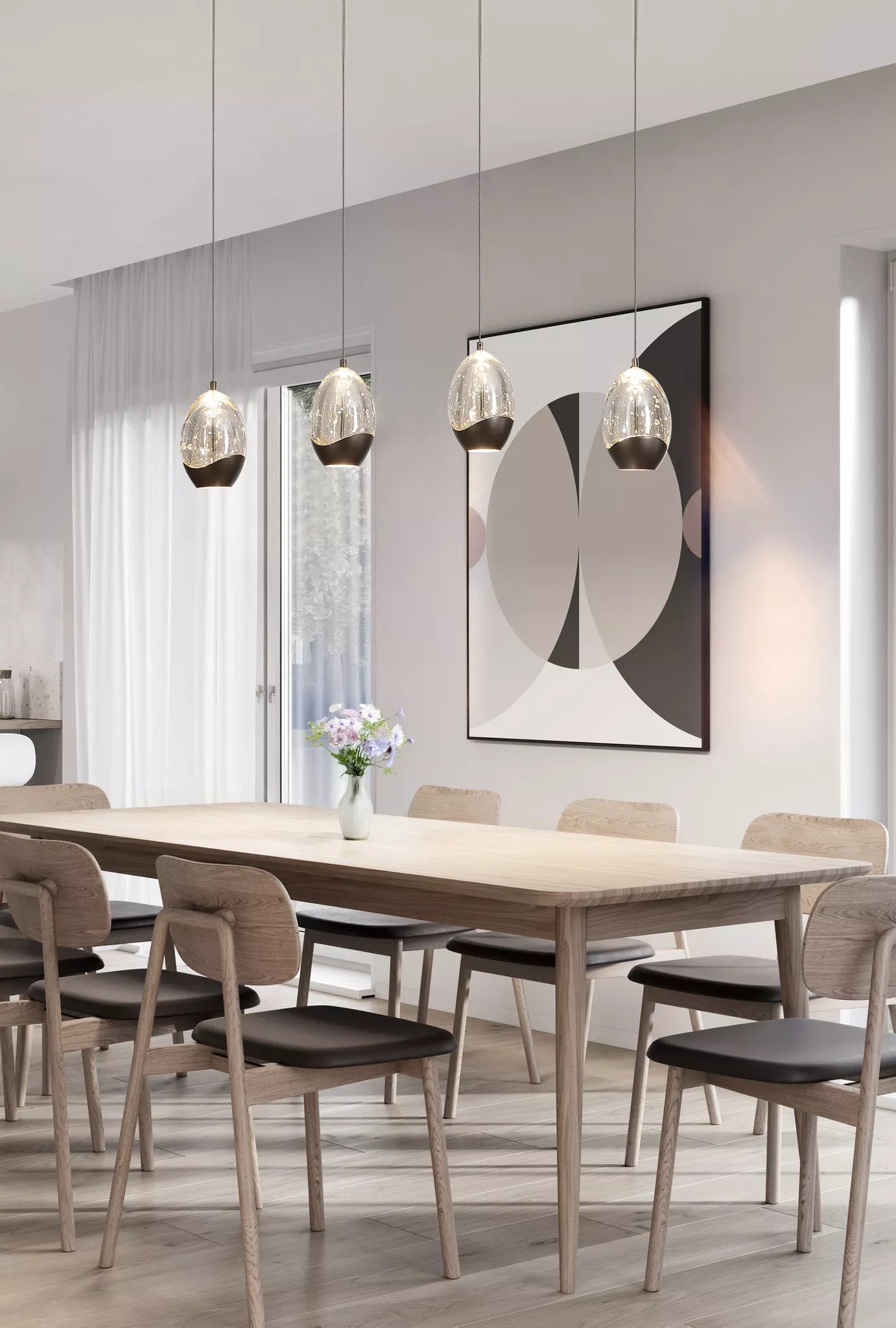 Seeds 4Lt Bar Pendant- Latte Metal with Champagne Glass