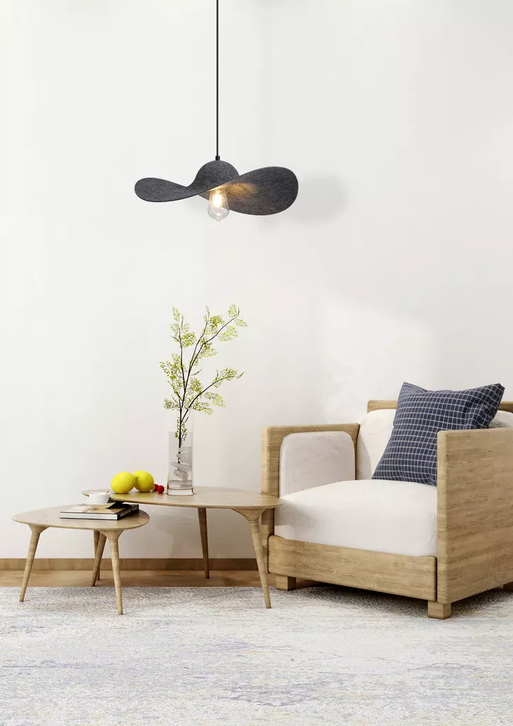 Ripple 1Lt Pendant-  Black Metal, Felt