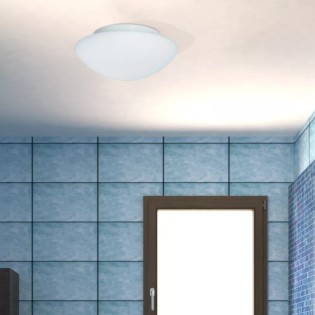 Tokyo 2lt Flush Bathroom Light- White & Opal Glass