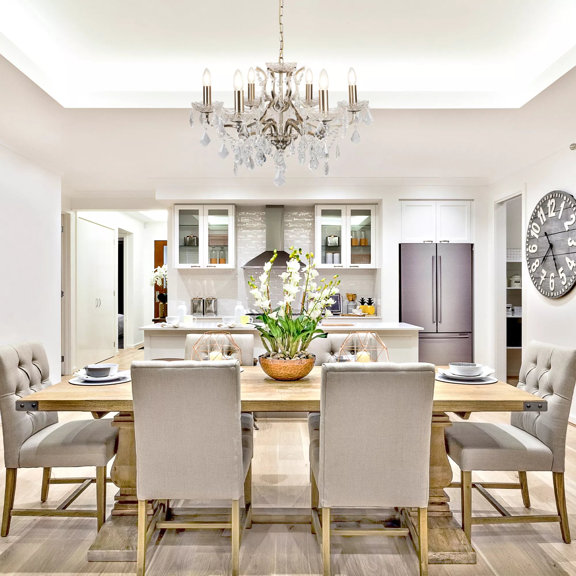 Paris 6/8/12Lt Chandelier- Antique Brass/ Satin Silver Finishes