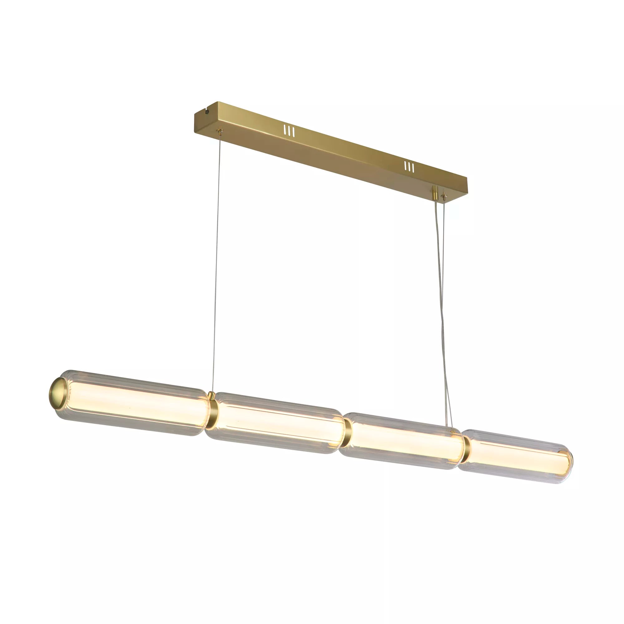 Mod LED Pendant-  Satin Brass Opal Acrylic & Clear Glass