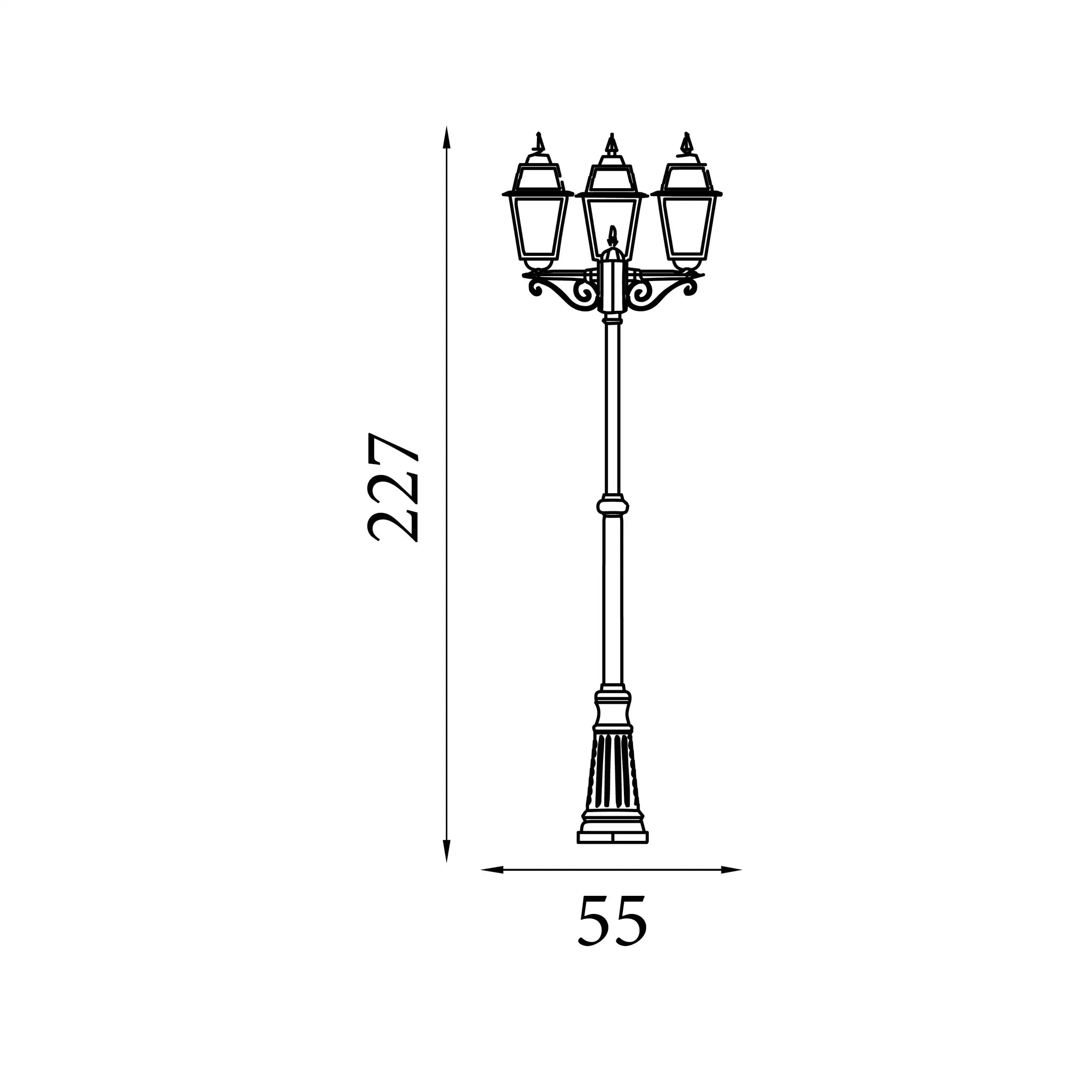 New Orleans Outdoor Post - Black Gold Metal & Glass