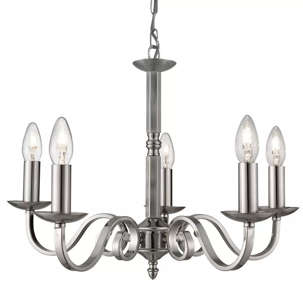 Richmond 5/8Lt Multi-Arm Pendant - Antique Brass/Satin Silver Metal