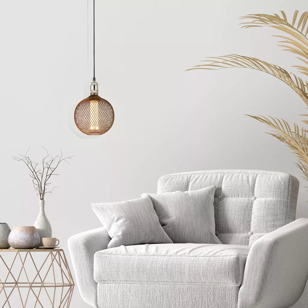 E27 Globe Mesh Lamp- Gold/ Black Finishes