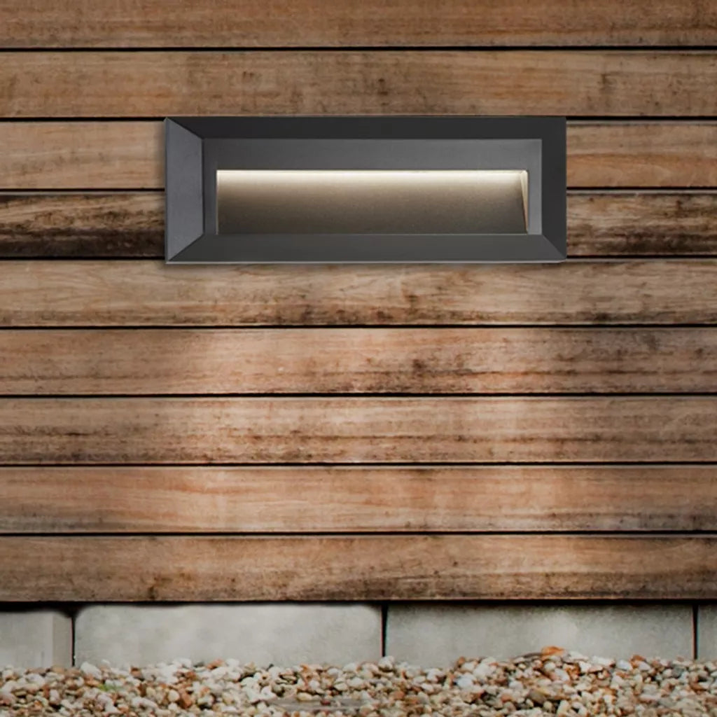 Ankle Outdoor Wall Light - Dark Grey Metal & Frosted Glass