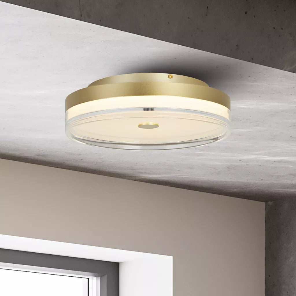 Cyprus LED Flush Light- Gold/ Black Metal and Clear Acrylic