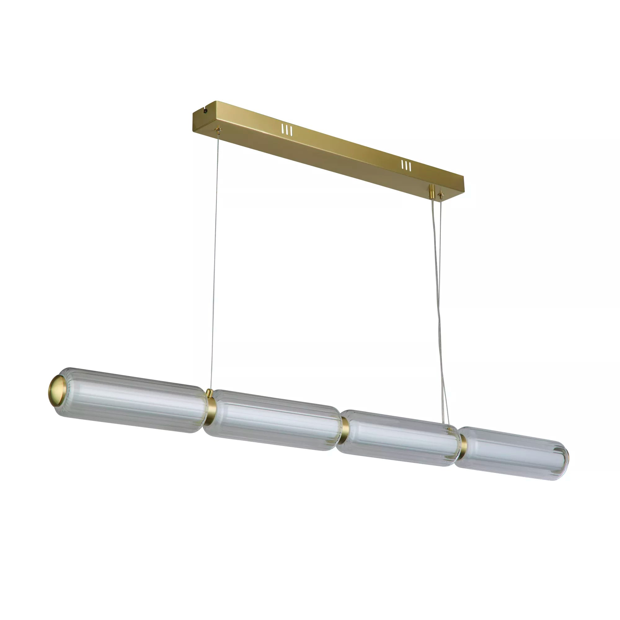 Mod LED Pendant-  Satin Brass Opal Acrylic & Clear Glass