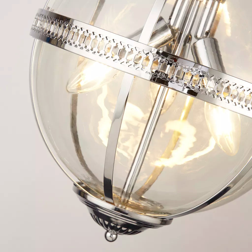 Coronet 3Lt Pendant - Chrome / Antique Brass Finish