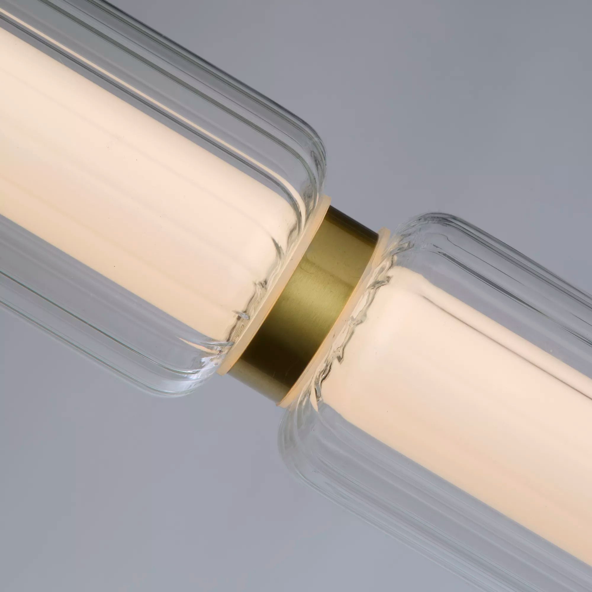 Mod LED Pendant-  Satin Brass Opal Acrylic & Clear Glass