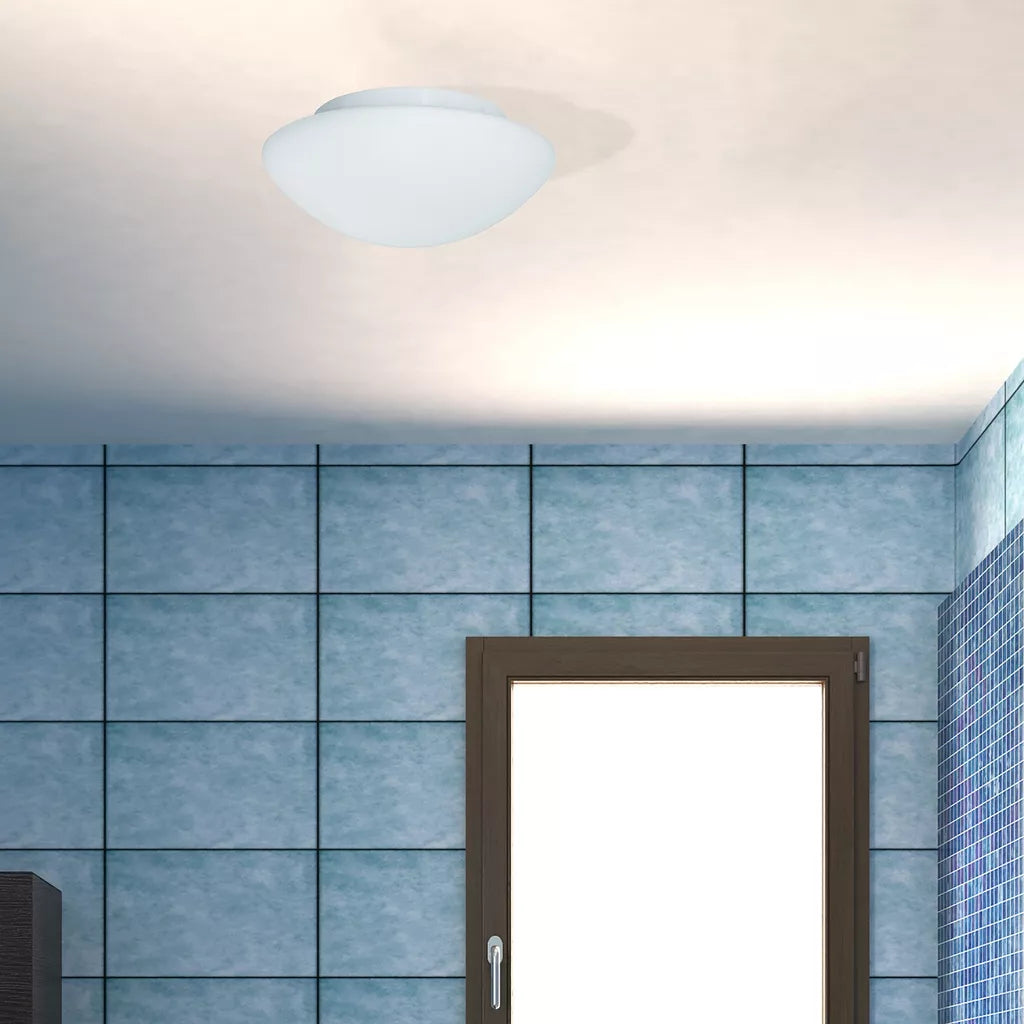 Tokyo 2lt Flush Bathroom Light- White & Opal Glass