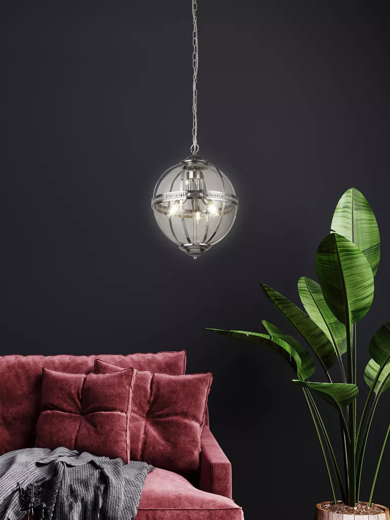 Coronet 3Lt Pendant - Chrome / Antique Brass Finish