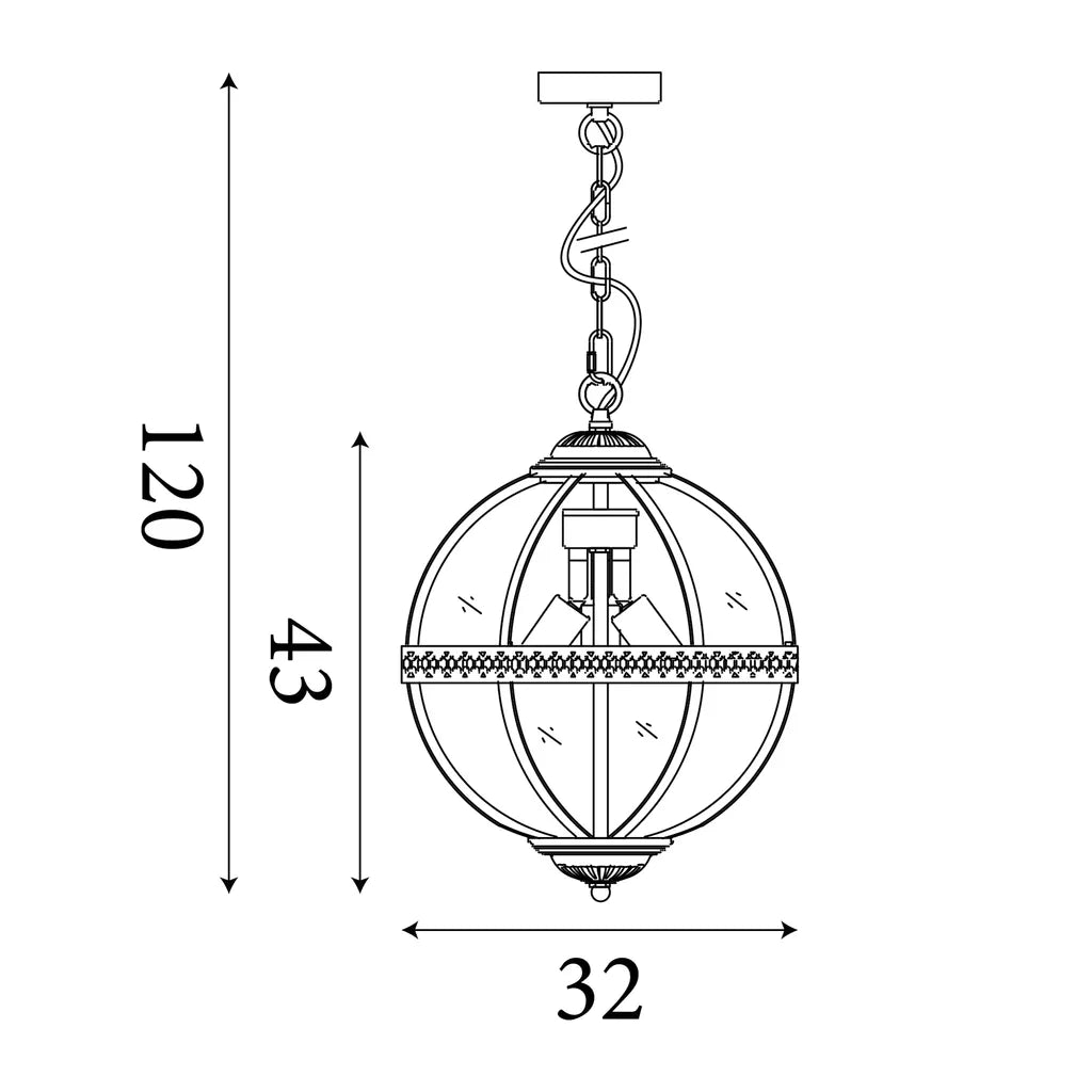 Coronet 3Lt Pendant - Chrome / Antique Brass Finish
