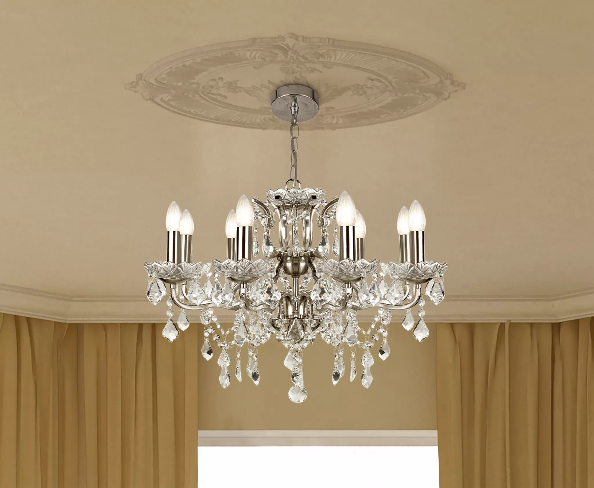 Paris 6/8/12Lt Chandelier- Antique Brass/ Satin Silver Finishes