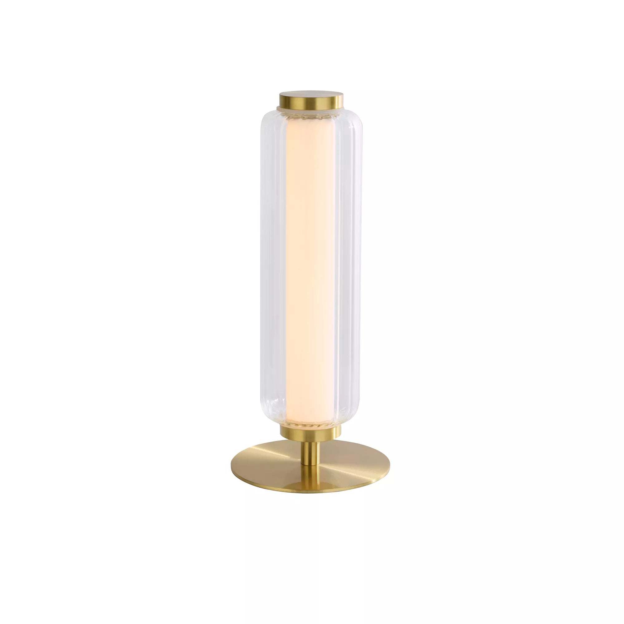 Mod LED Table Lamp- Satin Brass Opal Acrylic & Clear