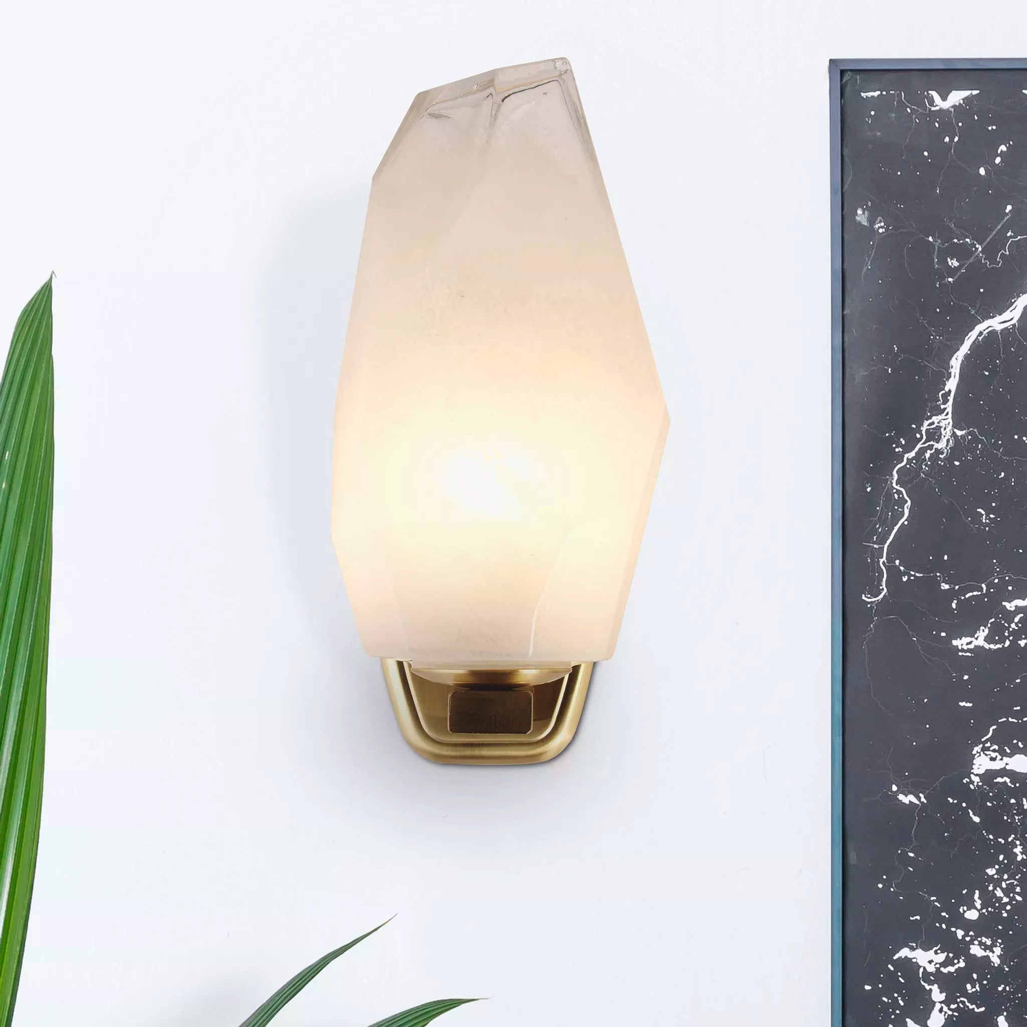 Rocky 1Lt Wall Light- Satin Brass Metal & Glass