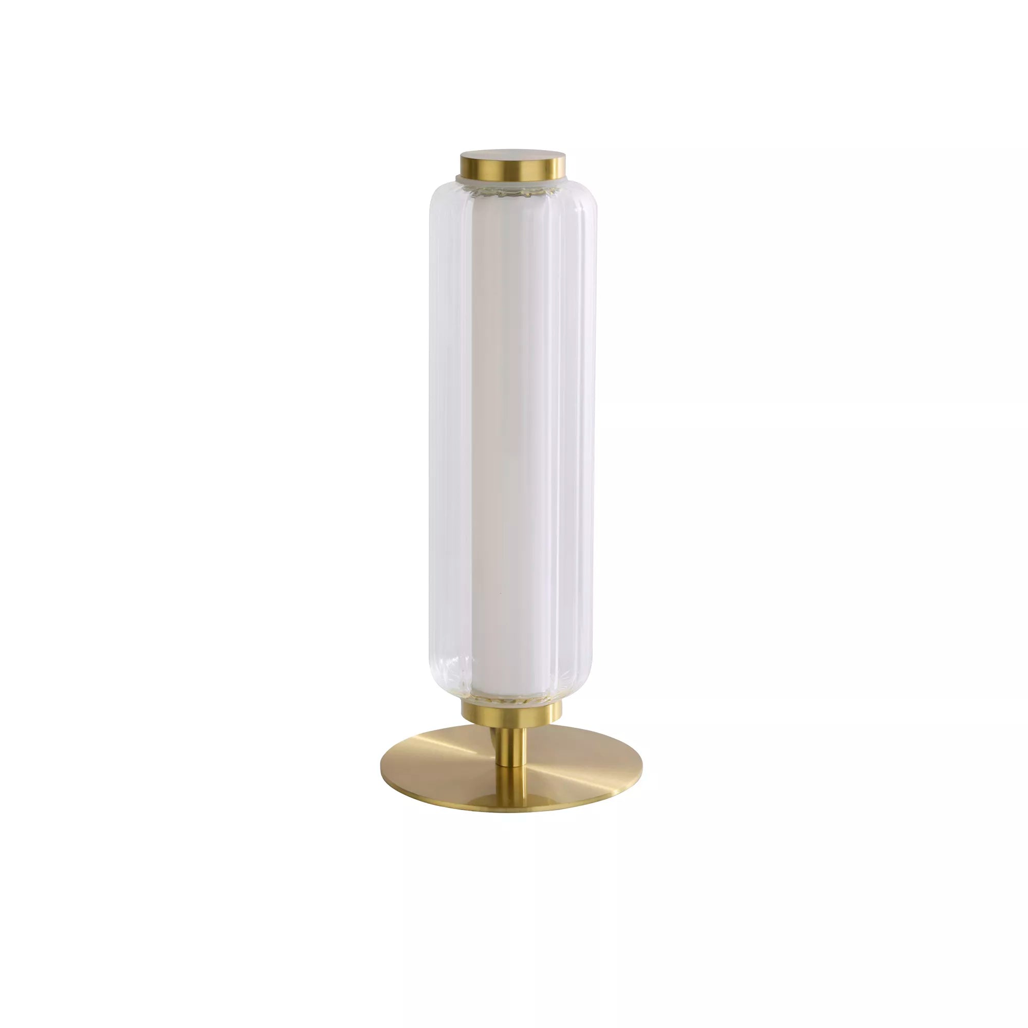 Mod LED Table Lamp- Satin Brass Opal Acrylic & Clear