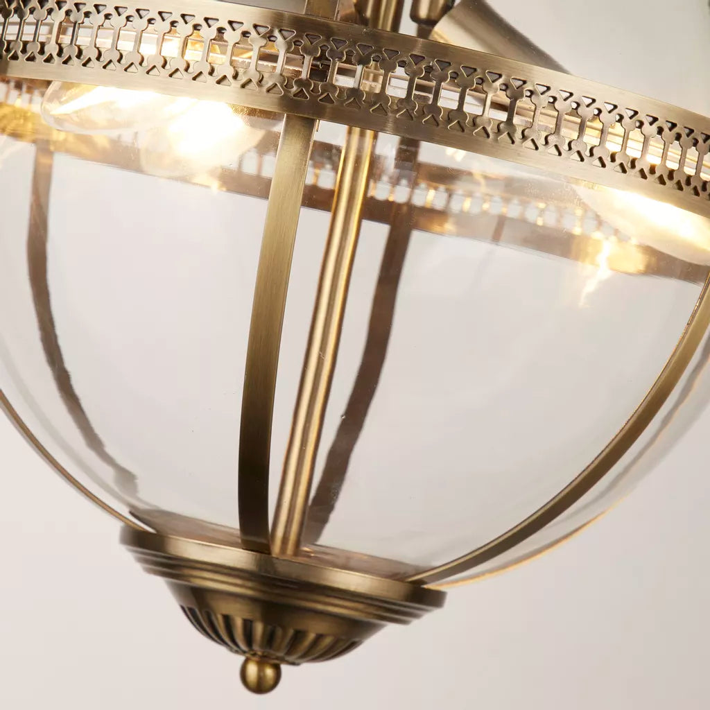 Coronet 3Lt Pendant - Chrome / Antique Brass Finish
