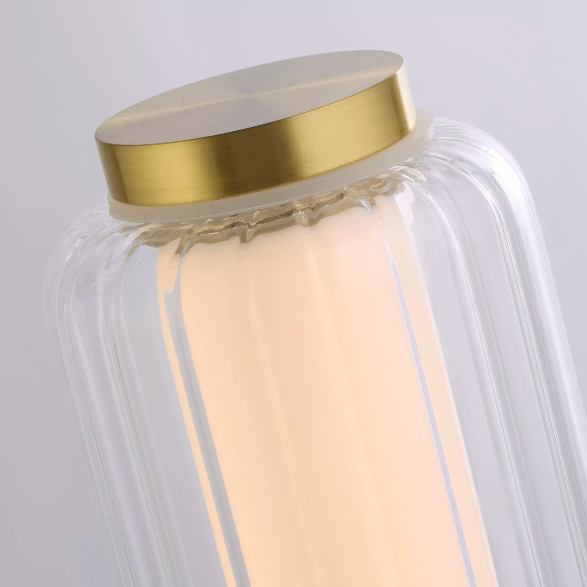 Mod LED Table Lamp- Satin Brass Opal Acrylic & Clear