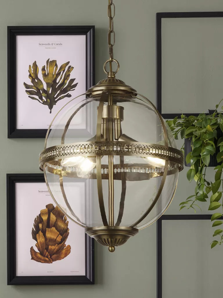 Coronet 3Lt Pendant - Chrome / Antique Brass Finish