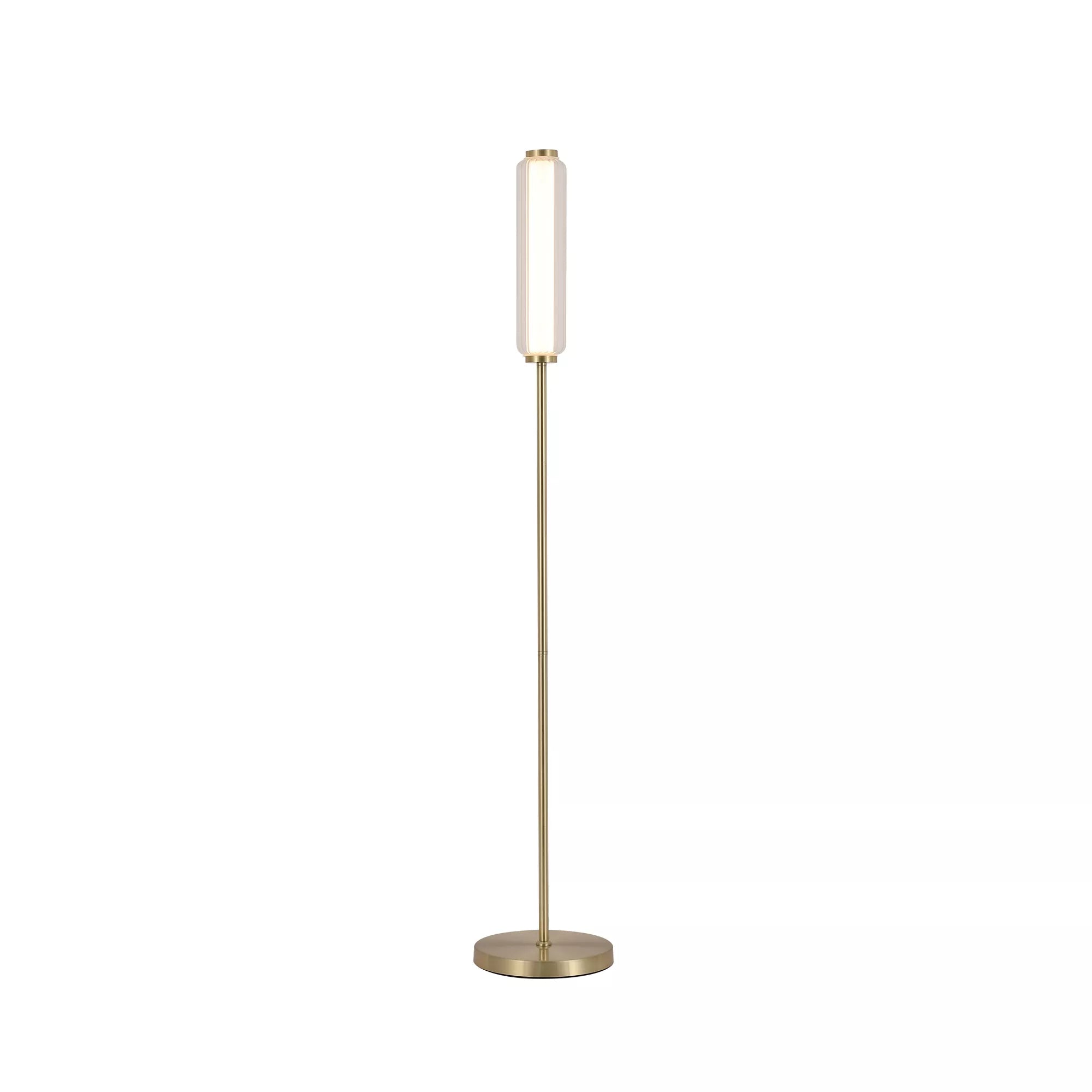 Mod LED Floor Lamp- Satin Brass Opal Acrylic & Clear