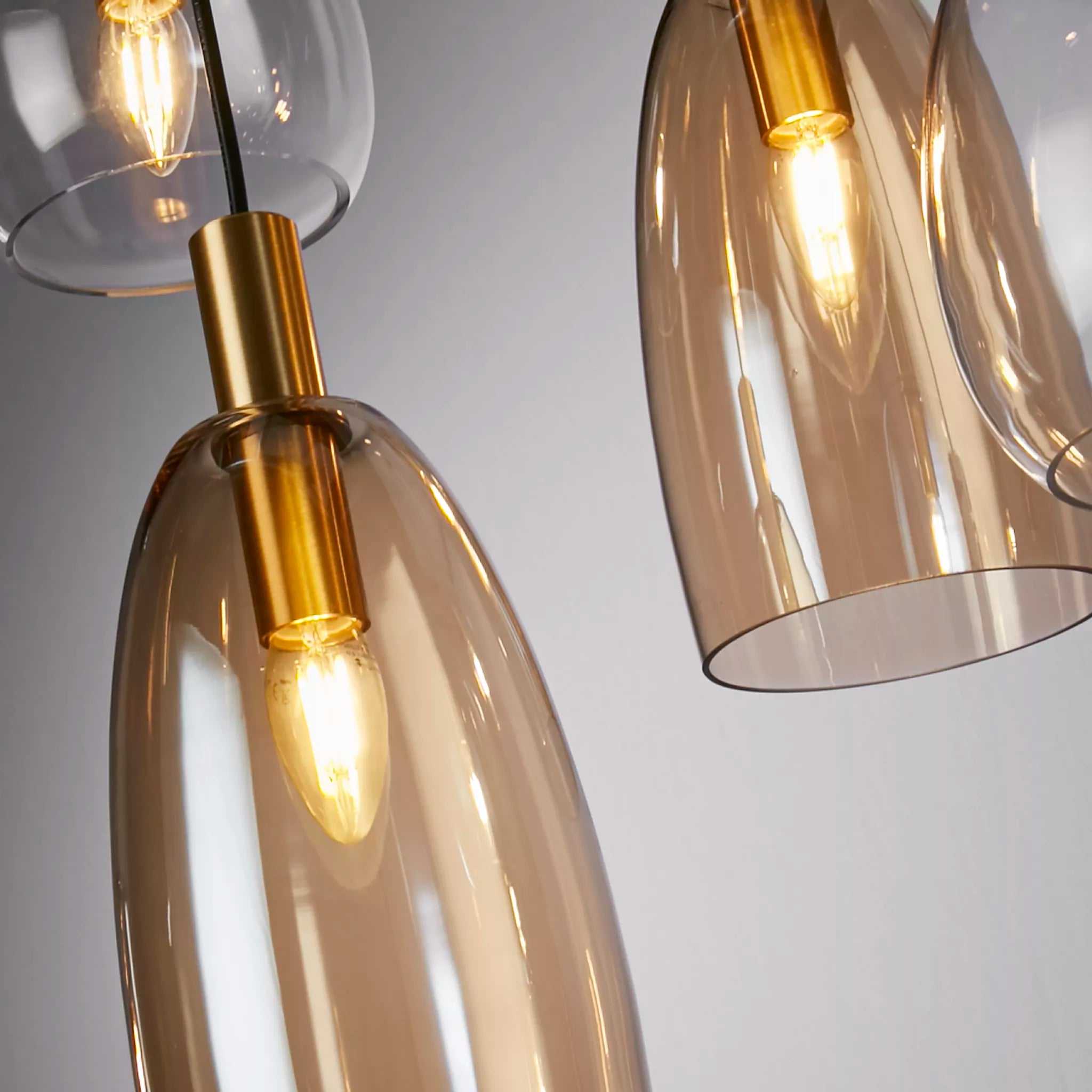 Divine 6Lt/ 8Lt Multi-Drop Pendant - Black Metal & Coloured Glass