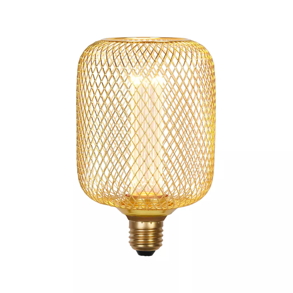 E27 LED Drum Mesh Lamp- Black/ Gold Finishes